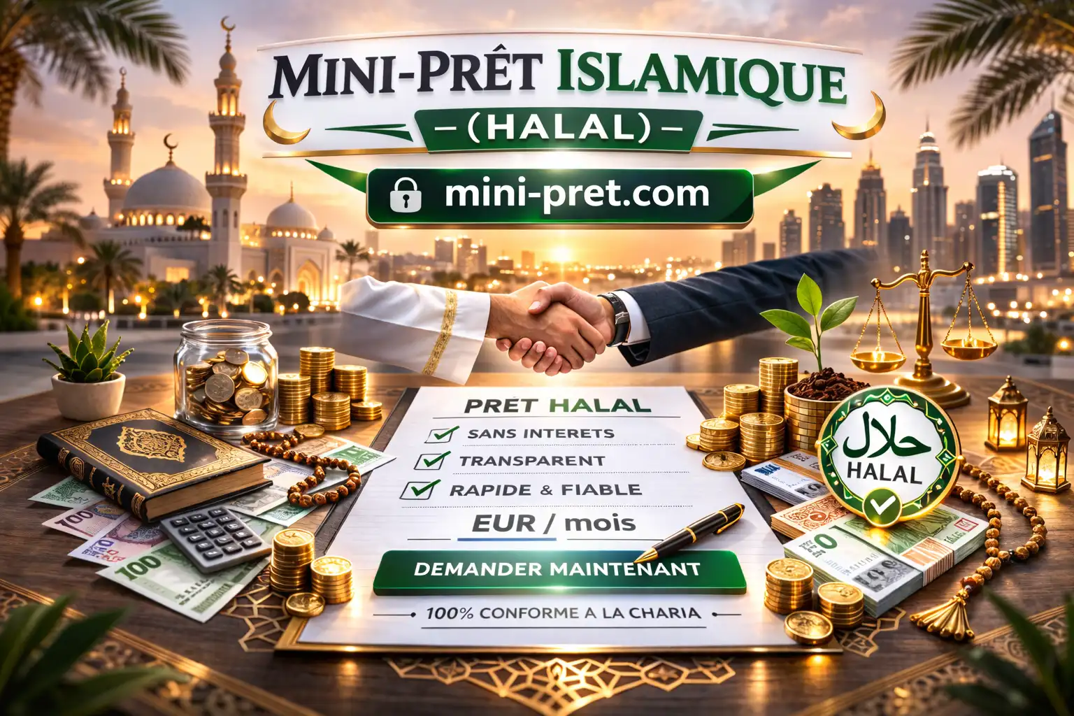 Contrat de financement et calculatrice sur une table