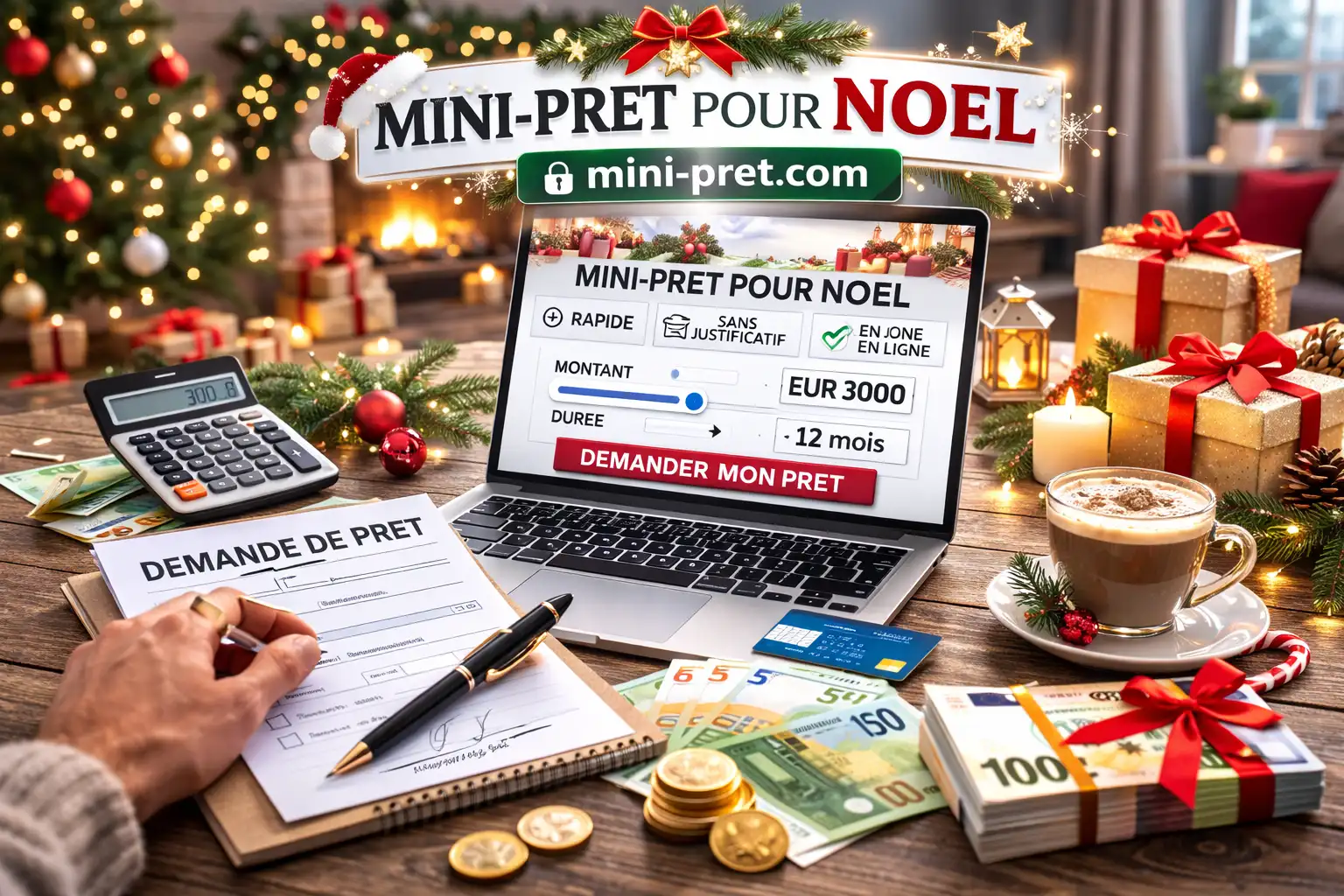 Cadeaux emballés à côté d'un carnet de budget